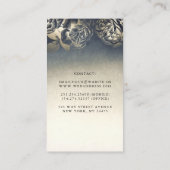 ネイビーとゴールドフォイルのヴィンテージエレガントフローラ 名刺 (裏面)