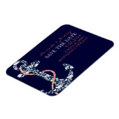 ネイビーとサンゴいかりビーチ日付の保存 マグネット (左側)