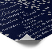 ネイビーとシルバーのグリッター リハーサルディナーサイン ポスター (角)