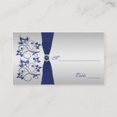 ネイビーとシルバーのフローラプレイスカード プレイスカード (裏面)