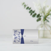 ネイビーとシルバーのフローラプレイスカード プレイスカード (スタンド正面)