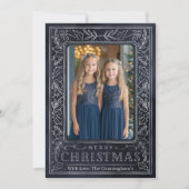 ネイビーとシルバーのホリデーカード シーズンカード (正面)