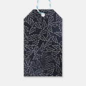 ネイビーとシルバーのホリデー ポストカード ギフトタグ (正面)