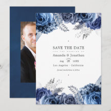 ネイビーとシルバーの偽のホイルの花の結婚式の写真