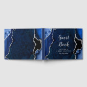ネイビーとシルバーの瑪瑙の大理石Sweet sixteen ゲストブック (全面)