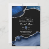 ネイビーとシルバーアゲートのウェディング 招待状 (正面)