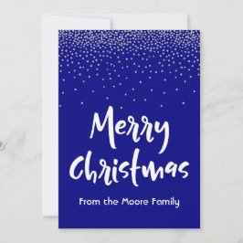 ネイビーとシルバー+ホワイトのクリスマスのお祝い コンフェッティ 2 シーズンカード