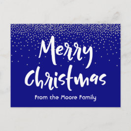 ネイビーとシルバー+ホワイトのクリスマスのお祝い シーズンポストカード