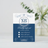 ネイビーとシルバーRSVPポストカードRhinestones インビテーションポストカード (スタンド正面)