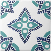 ネイビーとターコイズの幾何セラミックタイル タイル