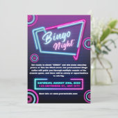 ネイビーとネオンのモダンなビンゴナイトの招待状 招待状 (スタンド正面)