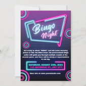 ネイビーとネオンモダンビンゴナイト招待状 招待状 (正面)