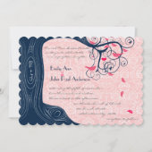 ネイビーとハニーサックルツリースワール結婚式招待状 招待状 (正面)