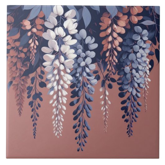 ネイビーとバラウィステリアエレガンス タイル (正面)