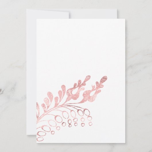 ネイビーとピンクとシルバーフォイルフローラ結婚ズ 招待状 (裏面)