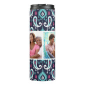 ネイビーとピンクのイカットペイズリーカスタムフォトモノグラム タンブラー (裏面)