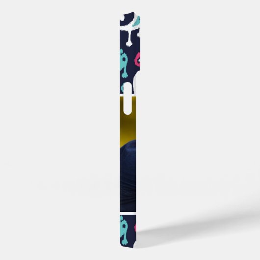 ネイビーとピンクのイカットペイズリーカスタムフォトモノグラム Case-Mate iPhoneケース (裏面 / 右)