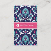 ネイビーとピンクのイカットペイズリー名刺 名刺 (裏面)