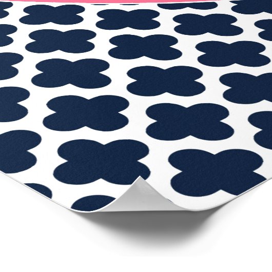 ネイビーとピンクのクジラのポスター 幼児用 ポスター (角)