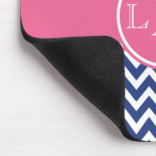 ネイビーとピンクのシェブロンカスタムマウスパッド マウスパッド (コーナー)