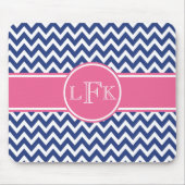 ネイビーとピンクのシェブロンカスタムマウスパッド マウスパッド (正面)