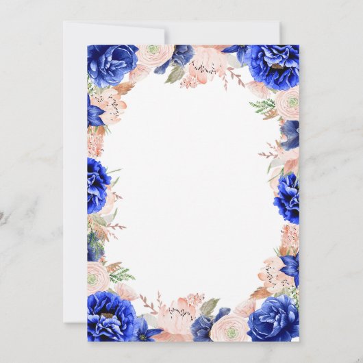 ネイビーとピンクのフローラエレガントリハーサル 招待状 (裏面)