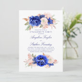 ネイビーとピンクのフローラエレガント婚約パーティ 招待状 (スタンド正面)