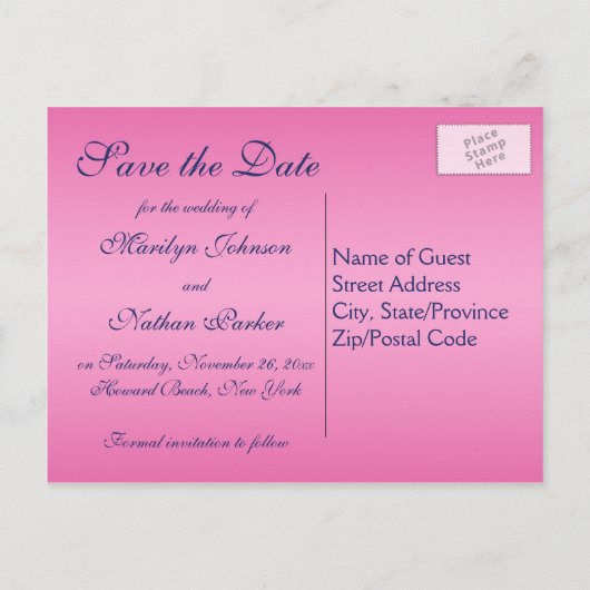 ネイビーとピンクのフローラ日付はがきを保存 案内ポストカード (裏面)