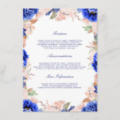 ネイビーとピンクのフローラ結婚ズ・インフォメーション・ゲスト エンクロージャーカード (正面)