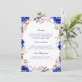 ネイビーとピンクのフローラ結婚ズ・インフォメーション・ゲスト エンクロージャーカード (スタンド正面)