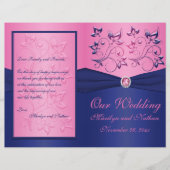 ネイビーとピンクのフローラ結婚式 プログラム (正面)