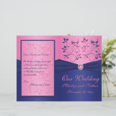 ネイビーとピンクのフローラ結婚式 プログラム (スタンド正面)