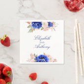 ネイビーとピンクのフローラ スタンダードカクテルナプキン (インサイチュ)