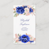 ネイビーとピンクの水彩花エレガント色 名刺 (正面)