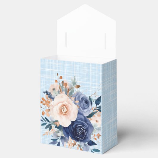 ネイビーとピンクの水色の花模様結婚ズ フェイバーボックス (オープン)