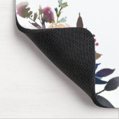 ネイビーとピンクの水色フローラ マウスパッド (コーナー)