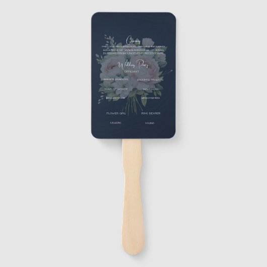 ネイビーとピンクの結婚牡丹 ハンドファン (裏面)