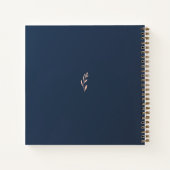 ネイビーとピンクの結婚葉のゲストブック ノートブック (裏面)