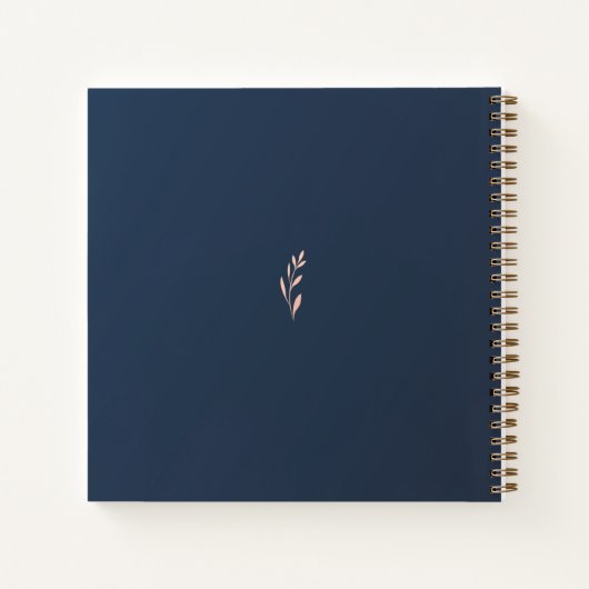 ネイビーとピンクの結婚葉のゲストブック ノートブック (裏面)