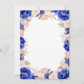 ネイビーとピンクの花のエレガントな誕生日パーティー 招待状 (裏面)