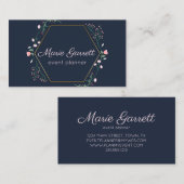ネイビーとピンクの花 名刺 (正面/裏面)
