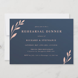 ネイビーとピンクの葉のリハーサルディナー