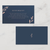 ネイビーとピンクの葉のレシピリクエストカード 名刺 (正面/裏面)