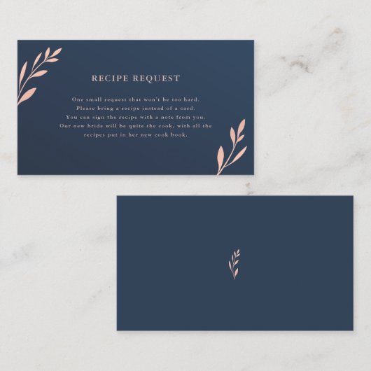 ネイビーとピンクの葉のレシピリクエストカード 名刺 (正面/裏面)