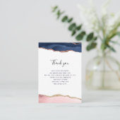 ネイビーとピンクの赤ちゃんシャワーサンキューカード エンクロージャーカード (スタンド正面)