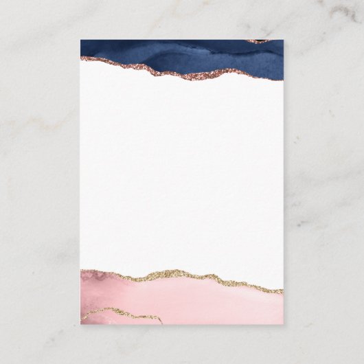 ネイビーとピンクの赤ちゃんシャワーサンキューカード エンクロージャーカード (裏面)