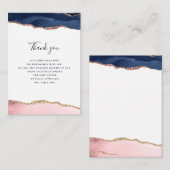 ネイビーとピンクの赤ちゃんシャワーサンキューカード エンクロージャーカード (正面/裏面)