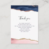 ネイビーとピンクの赤ちゃんシャワーサンキューカード エンクロージャーカード (正面)