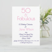 ネイビーとピンクの50歳の誕生日招待状 招待状 (スタンド正面)