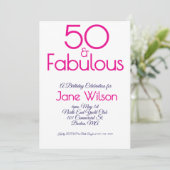ネイビーとピンクの50歳の誕生日招待状 招待状 (スタンド正面)